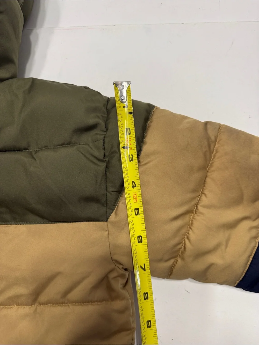 GAP Kids Hooded Colorblock Puffer Jacket - Olive, Tan, Navy